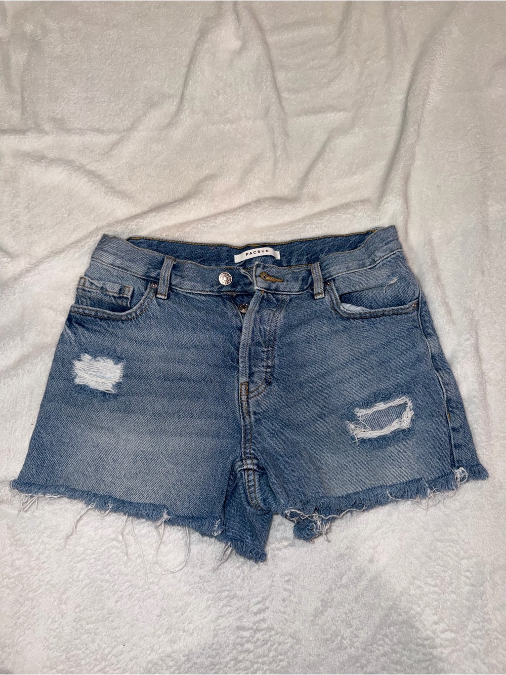 PacSun Women's Light Blue Distressed Denim Cutoff Shorts